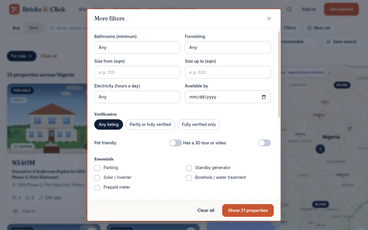 The More filters sheet